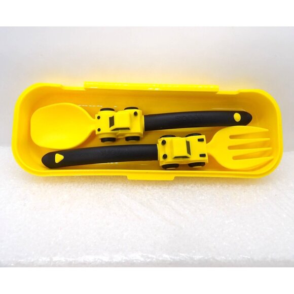 Child's Fork and Spoon Set Construction with Case NEW - Picture 2 of 3